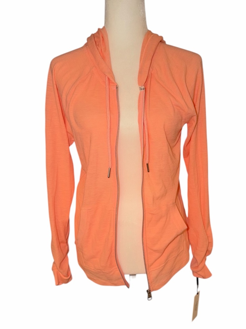 New! 🍊 Calvin Klein Performance ruched sleeve Zip Up Hoodie- Small